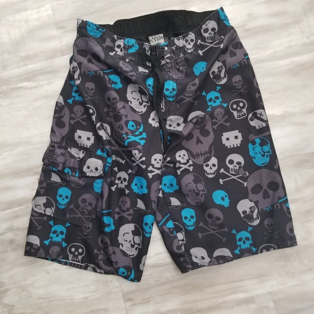 Hang Ten Skull Swim Trunks Size Large